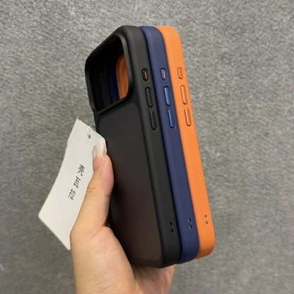 Luxury Orange Shield Matte Transparent Phone Case For iPhone 17 Pro Max 17 Pro 17 New Metal Buttons Skin Feel Shockproof Cover.