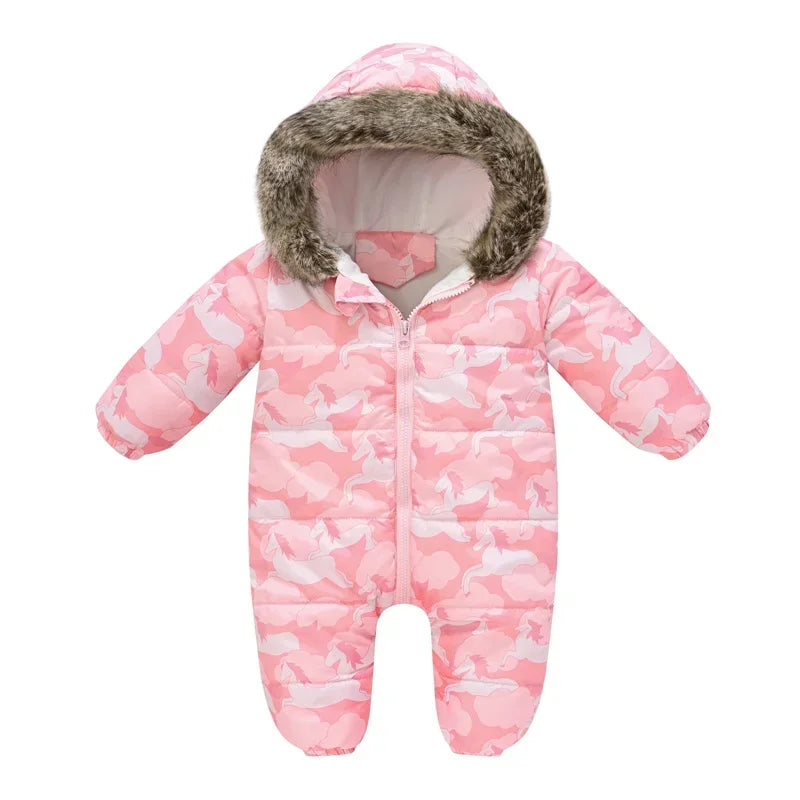 Plus Dicke Samt Bodys Kleidung Winter Baby Wasserdicht Mit Kapuze Einteiliges Mädchen Jungen Overalls Ski Anzug Infant Dicke Warme strampler