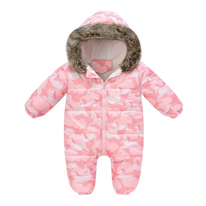 Plus Dicke Samt Bodys Kleidung Winter Baby Wasserdicht Mit Kapuze Einteiliges Mädchen Jungen Overalls Ski Anzug Infant Dicke Warme strampler