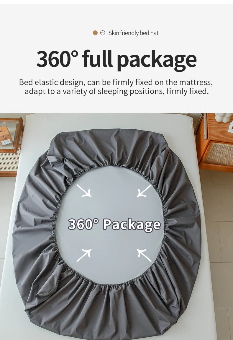 Waterproof Fitted Bed Sheet With 360 Elastic Band Mattress protector Cover Bedspreads for Single Double King Queen Size Bedsheet.