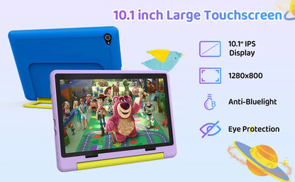 URAO 10 Inch Cartoon Pattern Kids Tablet Android Octa-Core 8GB RAM 64GB ROM Learning Education Games Tablets Children's Gifts.