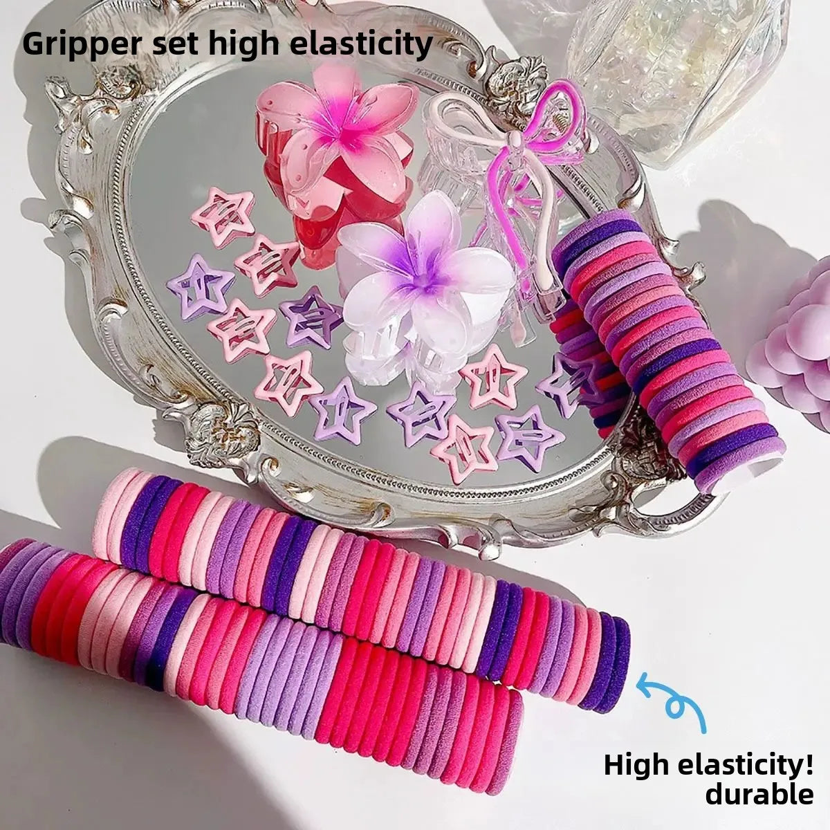 High Elasticity Hair Clip Set Butterfly Knot Egg Flower Combination Hair Grips Volumizing Sweet Fresh Looking Hair Clips.