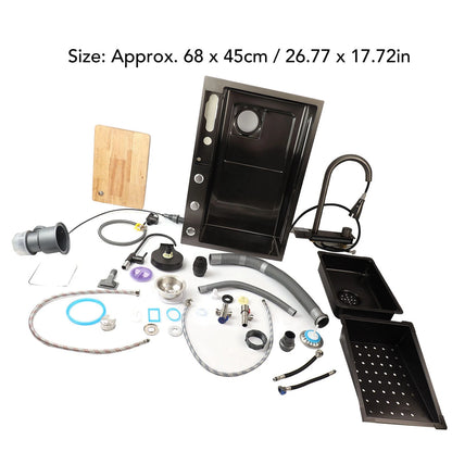 Küchenspüle unter der Theke, 68 x 45 cm, verdickter Edelstahl, Digitalanzeige, Küchenspüle, Küchenspüle, Unterbauwaschbecken