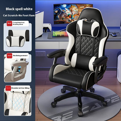 Gaming-Stuhl im Racing-Stil, drehbarer Bürostuhl, 8 cm dickes Latexkissen, verstellbarer Computersitz aus 135 Grad PU-Leder