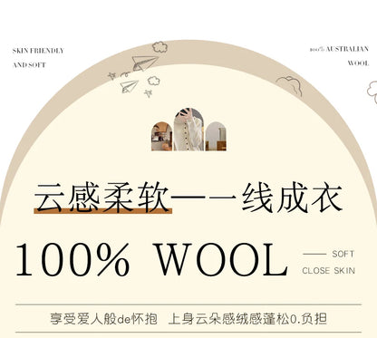 Women 100% Merino Wool Sweater V-Neck Basic Pullover Autumn Winter Cashmere Clothing Long Sleeve Soft Knitwear Tops Solid Color.