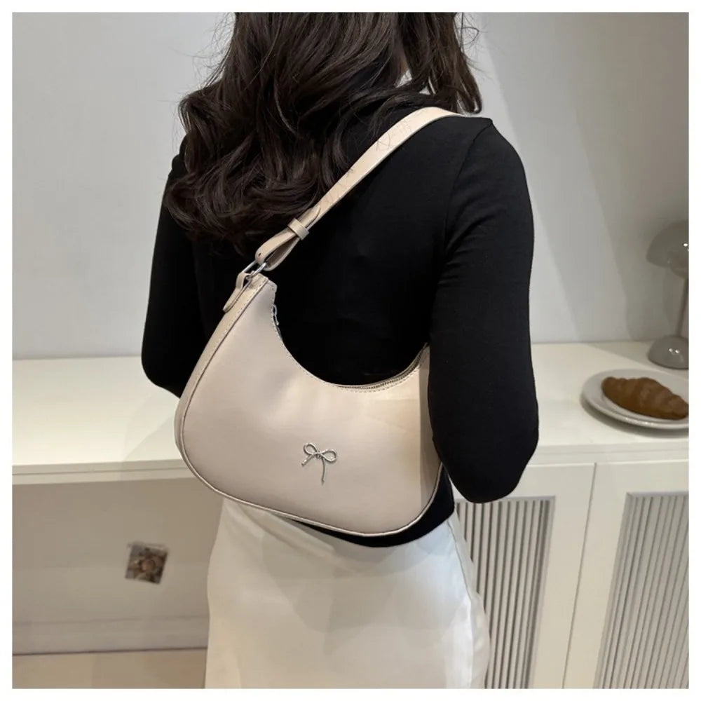 Bowknot Armpit Bag Korean Underarm Bag Luxury PU Leather Y2K Handbag Girls Shoulder Bag
