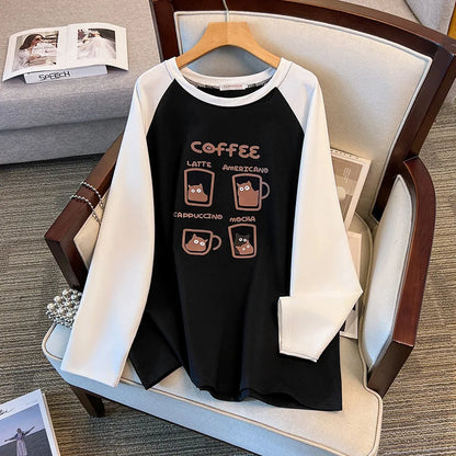 175kg plus size Damen büste Frühling Herbst lockeres Oberteil Rundhals bedrucktes Langarm-Sweatshirt 4xl 5xl 6xl 7xl 8xl 9xl