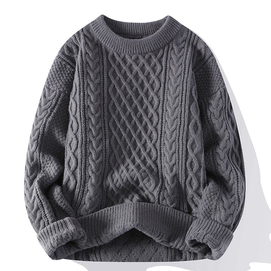 Autumn Winter Men Sweater Vintage O Neck Solid Color Mens Knitted Pullovers Loose Harajuku Mens Retro Knitting Pullover Sweaters.