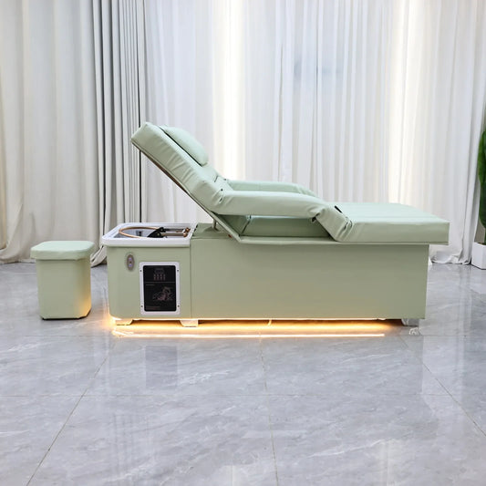Elektrisches Lift-Shampoo-Bett, All-in-One-SPA-Salonmöbel mit Massage- und Wassercirculation, Waschbecken, Kopfbegasung und Fußbad