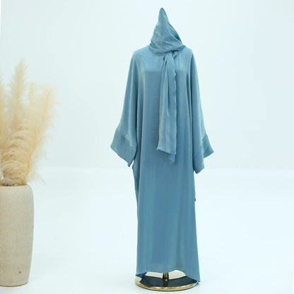 Two Piece Muslim Sets for Women Luxuru Dubai Hijab Abaya Dress Ramadan Saudi Arabia Modest Clothing Islamic Solid Church Outfits.