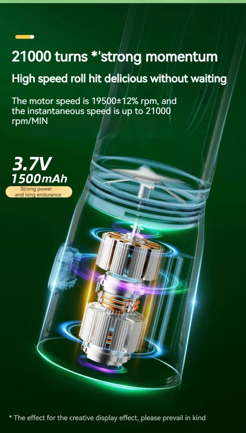 Portable Wireless Blender Electric Fruit Juicer Machine For Orange Ice Crushing 10 Blades Auxiliary Food Machine 1500mA Mixer.