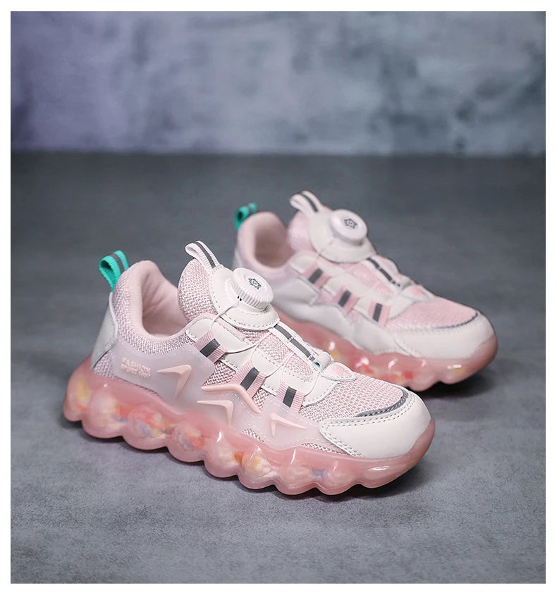 Kids Running Shoes Mesh Breathable Casual Sneakers for Children Lightweight Sport Shoes Boys Girl Non-Slip Pink Outdoor