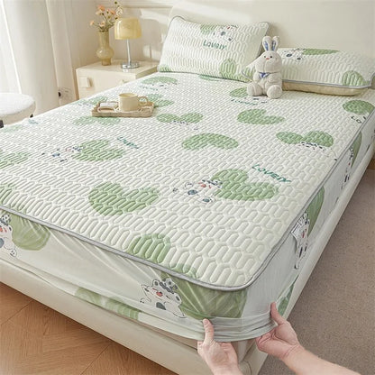 Cartoon Cute Pattern Cooling Fitted Sheet Single Natural latex fabric Soft cushion for Bedding Slow rebound Non-Slip Mattress