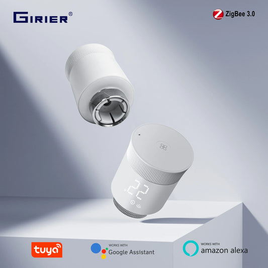GIRIER Tuya Smart Radiator Thermostat, ZigBee Thermostatic Radiator Valve, Mini TRV for Heating, Works with Alexa Google Home.