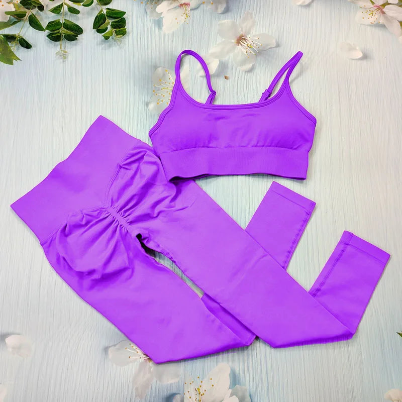 2/3/4Pcs Women's Tracksuit Seamless Yoga Set Leggings Sports Suit for Fitness Long Sleeve Top Gym Clothing Workout Sportswear