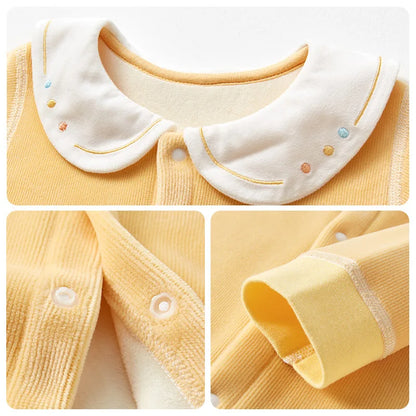 Baby-Body, ausgehend, warm und gezupft, Herren- und Damen-Herbstkleidung, Säuglingsspielanzug-Set, Herbst und Winter.