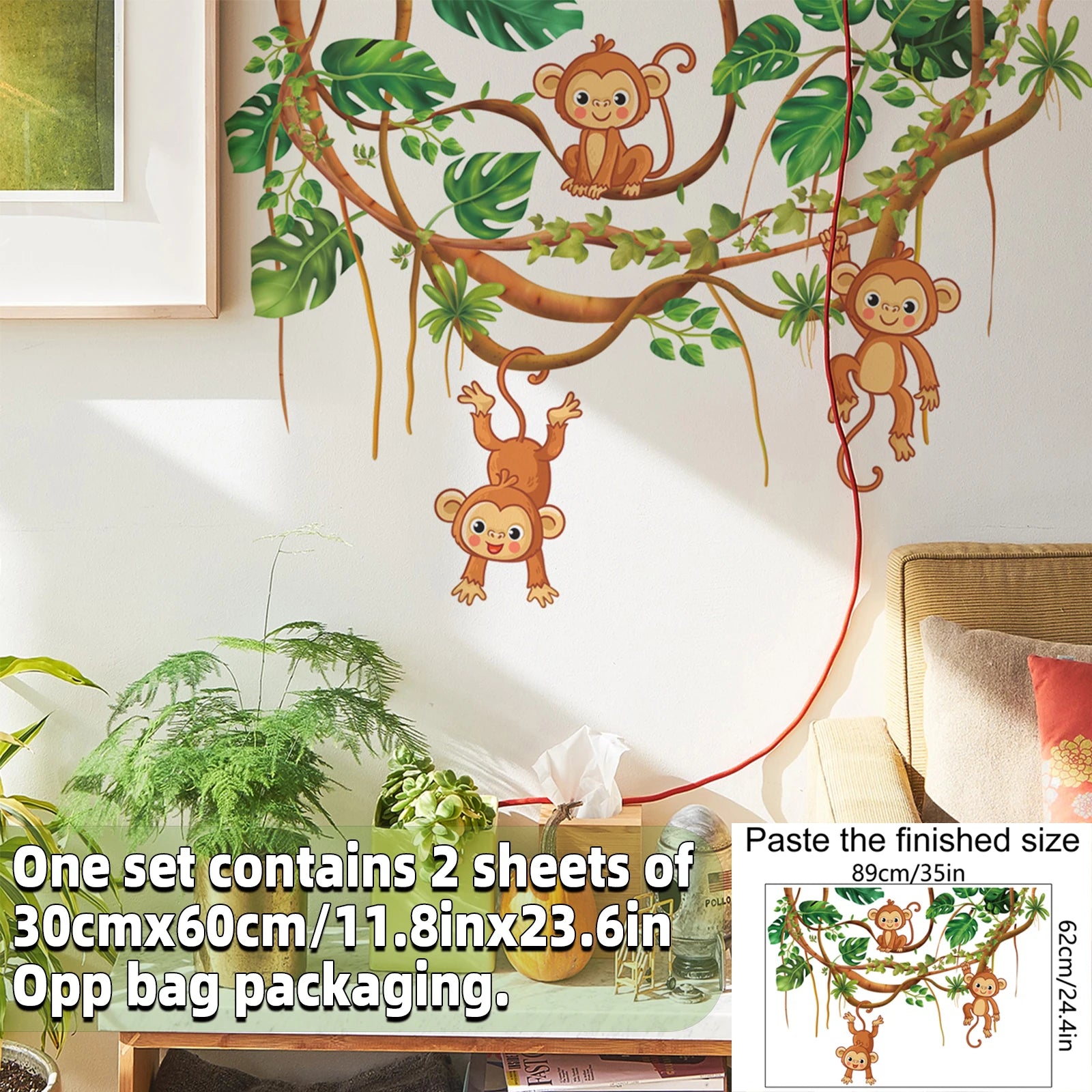 Safari Jungle Woodland Animals Wall Decals Wall Stickers for Boys Girls Baby Nursery Kids Bedroom Living Room Classroom Decor.