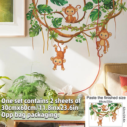 Safari Jungle Woodland Animals Wall Decals Wall Stickers for Boys Girls Baby Nursery Kids Bedroom Living Room Classroom Decor.