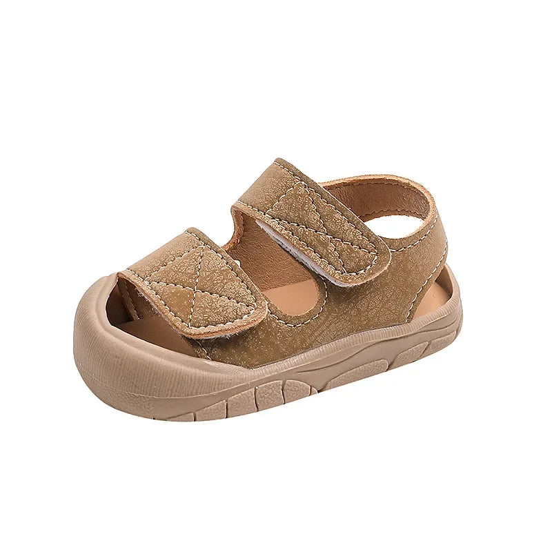 Children's Sandals Anti-kick Summer Shoes for Boy Solid Color Causal Kids Fashion Girls Walking Beach Sandals Non-slip Hook Loop.