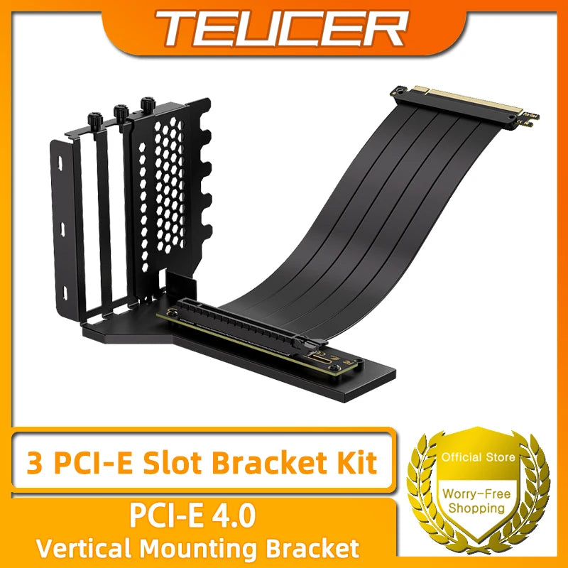 TEUCER L-Z3 GPU Vertical Mounting Bracket Kit, PCIe 4.0 X16 Riser Cable 200mm, Graphics Card Steering Mounting Bracket.