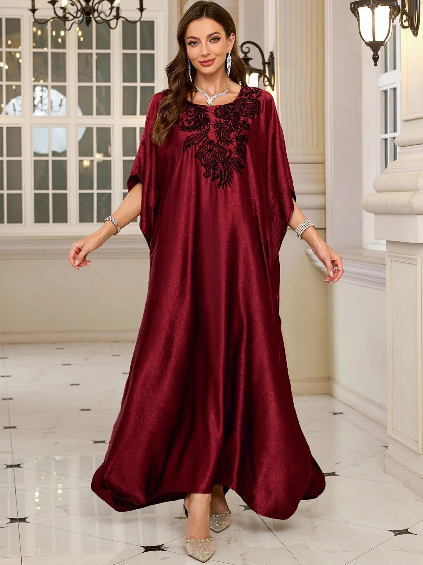 Frauen bestickte lange Kaftane Plus Size Kaftan Kleider Strand Badeanzug Cover Up Moomoo Kleid marokkanische Robe.