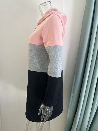 Frauen Casual Jacke Kosten Frühling Mode Lose Kontrast Farbe Drei Farbe Spleißen Kapuze Jacke Zipper Tops Frauen Kleidung.