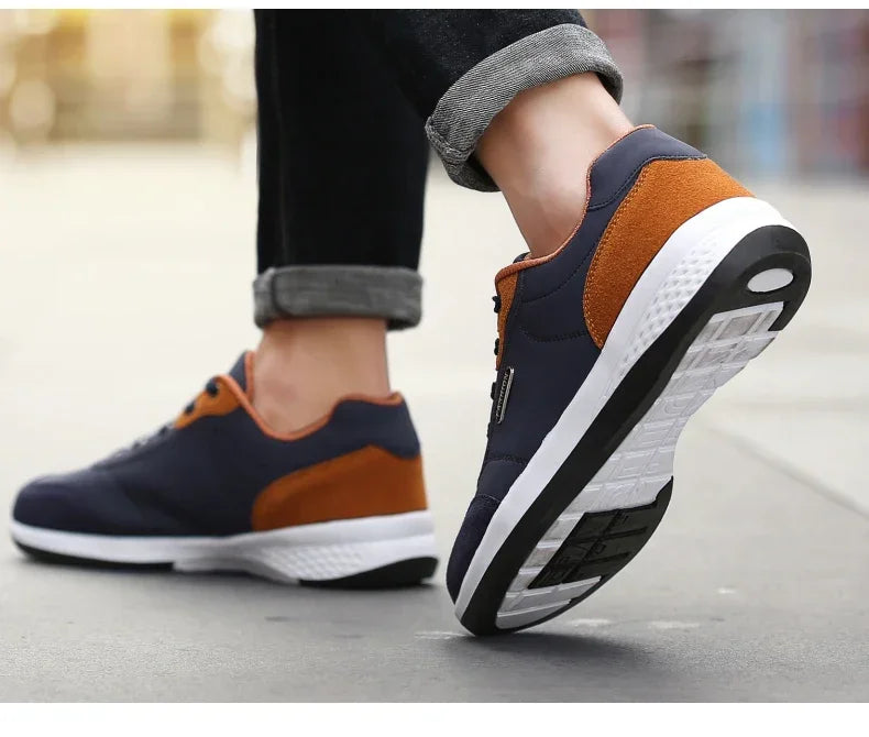 YRZL Men Shoes Spring Autumn Waterproof Walking Sneakers Leisure Male Leather Sports Shoes Non-Slip Footwear Tennis for Men.