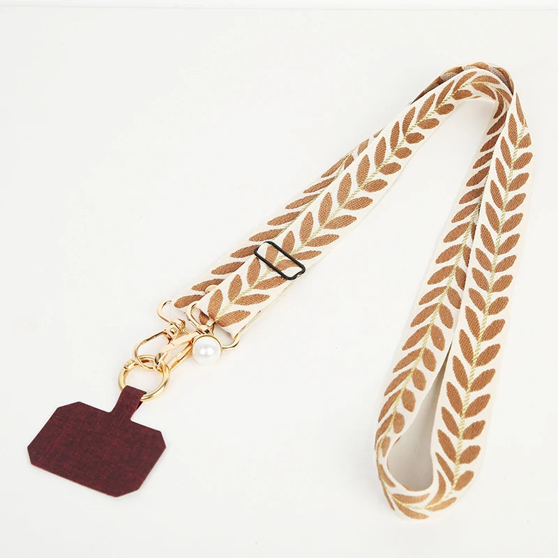 Universal Adjustable Mobile Phone Lanyard for Women Crossbody Single Shoulder Neck Strap Pearl Pendant Hanging Anti Loss Rope.
