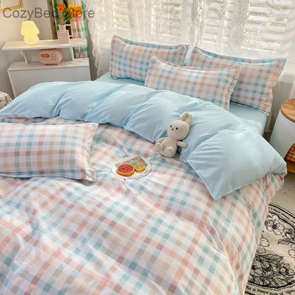 Lattice Bedding Sets Children Bed Linens Sheet Printed Duvet Cover Single Double Queen Size Quilt Covers Sets Bedclothes.