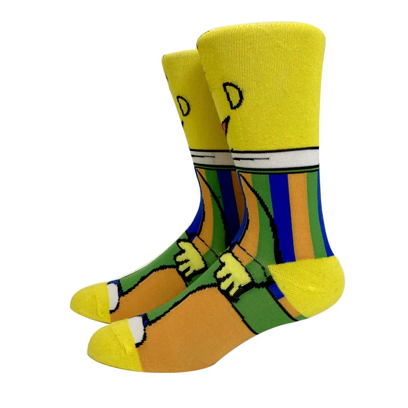 New 1 Pair The Simpsons Harajuku Women Men Socks Cartoon Personality Skateboard Socks Anime Middle Tube Cotton Unisex Socks
