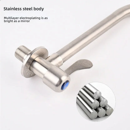 Kitchen Stainless Steel Faucet Wall Mounted Rotate Single Cold Water Sink Tap Household Kitchen Universal Faucet
