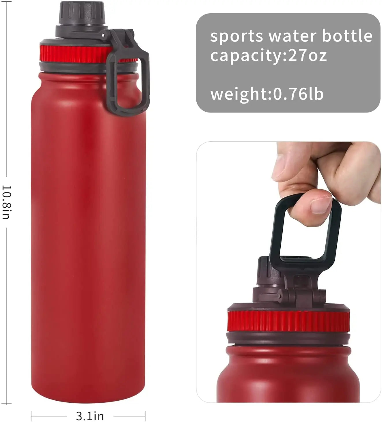 UPORS Stainless Steel Sport Water Bottle 600ml/800ml Large Capacity Double Wall Vacuum Insulated Tumbler Portable Thermos Bottle.