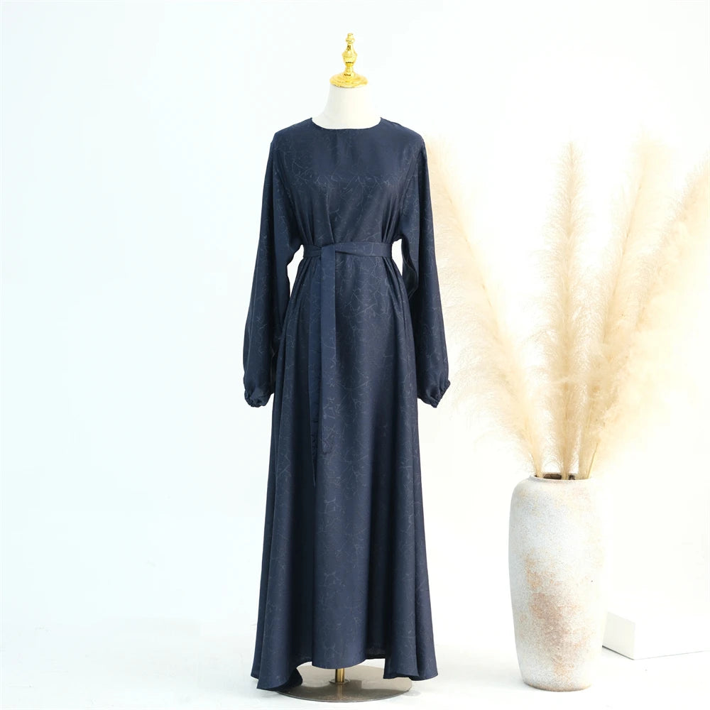 Ramadan Eid Satin Dubai Long Modest Dress Abaya Damen Islam Muslim Kaftan African Dresses For Women Kebaya Robe Femme Musulmane.