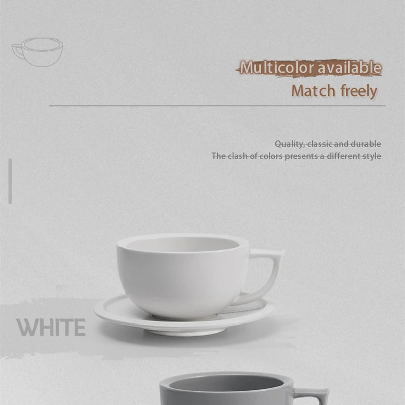 MUVNA Coffee and tea tools Cups 280ml/for Latte,Hot Tea,Cappuccino,Mocha,Cocoa,White/Cup and Saucer Set/Ceramic Latte Coffee Cup