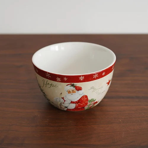 Christmas Themed Ceramic Dinner Plates Tableware Set Underglaze Color Process Coffee Cup Soup Bowl Santa Claus Steak Plate.
