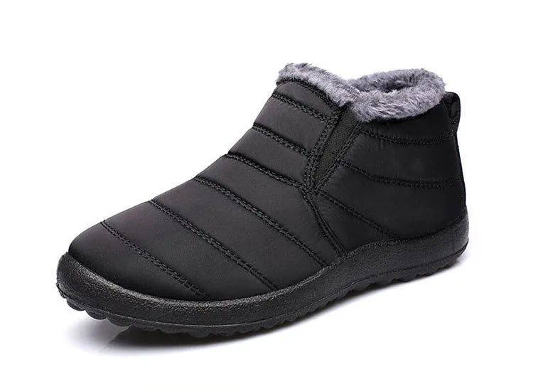 Snow Waterproof Boots Men Platform Shoes For Men Slip On Warm Fur Ankle Boots Men's Winter Shoes Plush Footwear Work Shoes.