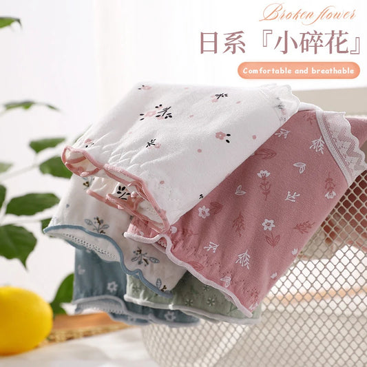 New Women Panties Antibacterial Cotton Lace Underwear Women's Floral Sweet Girls Briefs Mid-waist Shorts Female Lingerie M-XXL.