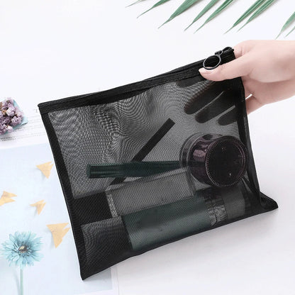 Women Mesh Cosmetic Bag Travel Storage Makeup Bag Organizer Female Make Up Pouch Portable Small Large Toiletry Beauty Case