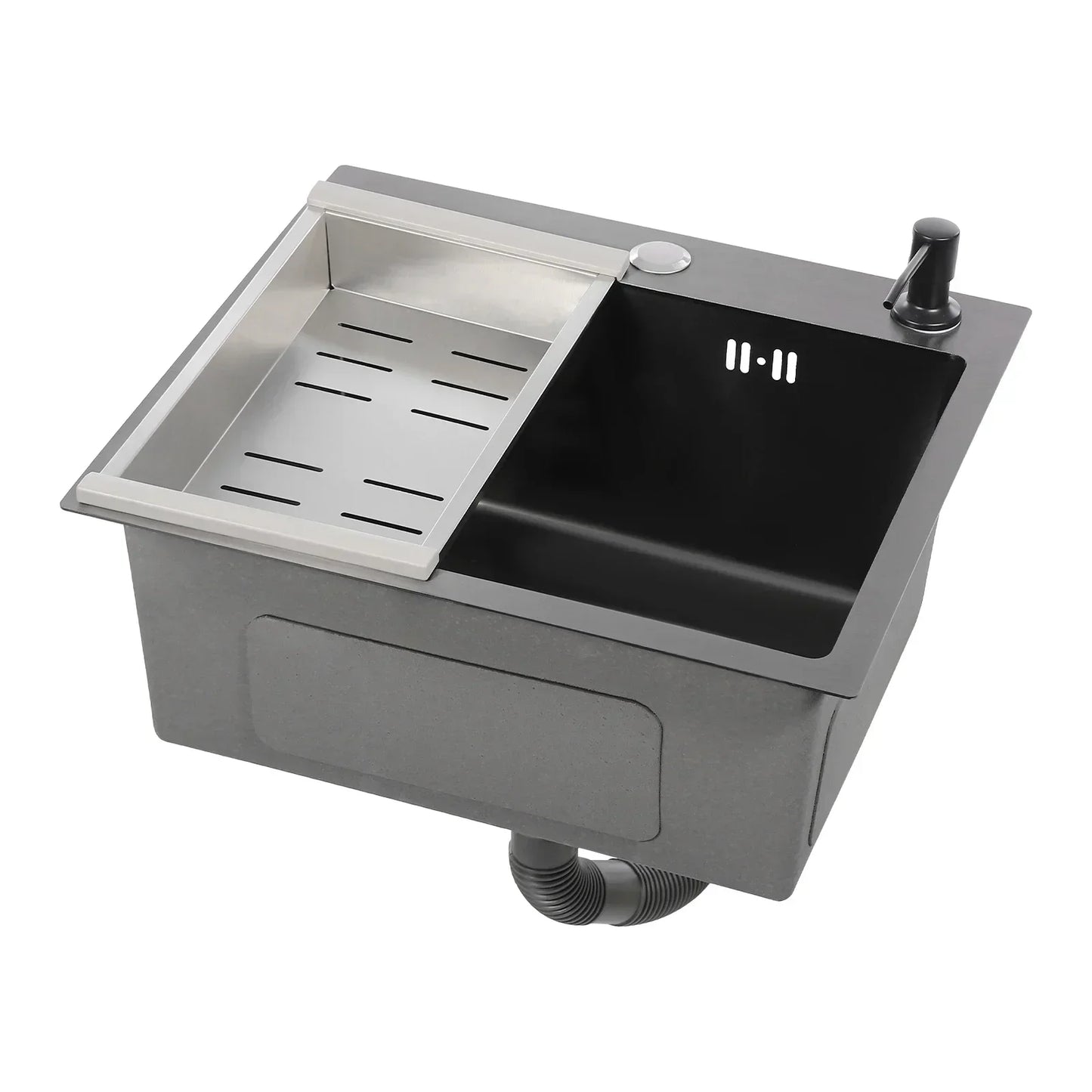 Küchenspüle aus Edelstahl 201 mit Wasserhahn, Seifenspender für Häuser, Restaurants, Wäschezimmer, Keller, 45 x 40 x 20 cm