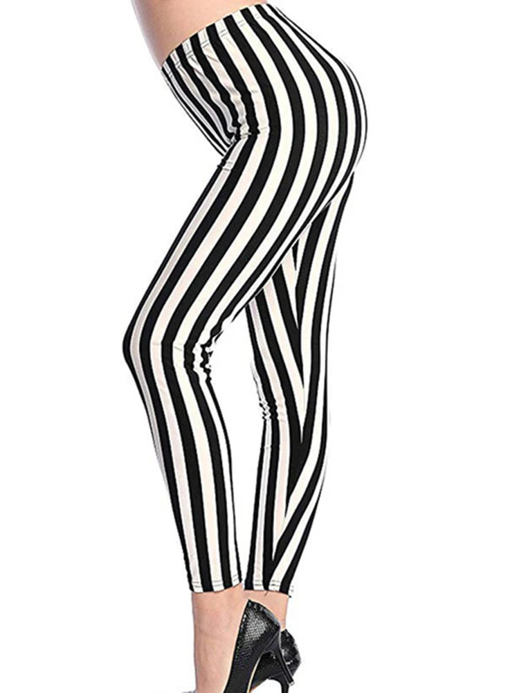 CUHAKCI Mode Plaid Druck Leggings Frauen Sexy Fitness Leggins Grid Floral Streifen Hosen Hohe Taille Bleistift Hosen