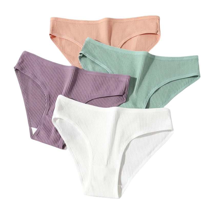 3Pcs/Set Cotton Panties Women Low Waist Underwear Seamless Briefs Solid Color Sports Breathable Underpants Female Lingerie.