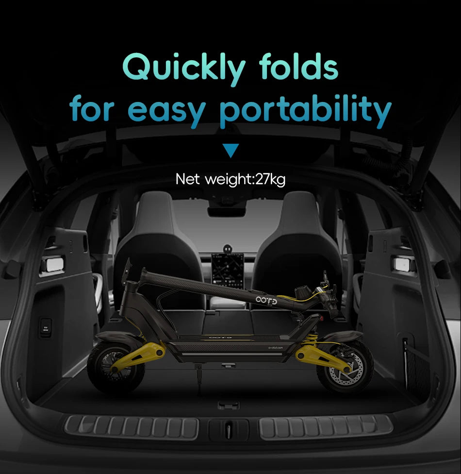 OOTD S10 E-Scooter 1400W Motor 48V20AH Battery City Off-Road Electric Scooter Adult 10-Inch Road Tires Foldable EScooters.