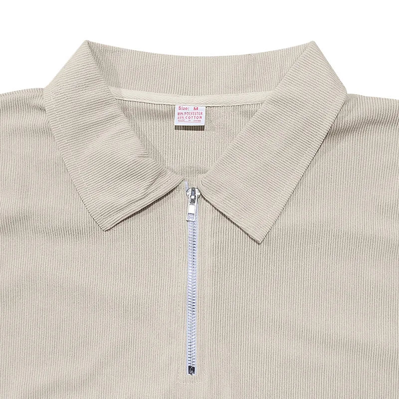 Sommer neue europäische und amerikanische Handel große Herren einfarbig Set mit Kragen, Kurzarm, Reiß verschluss Hosen Set, 2 Stück