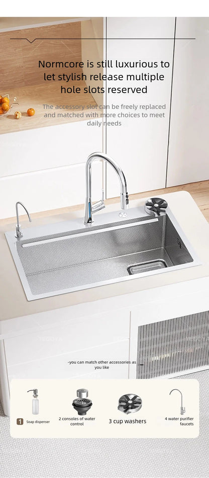 316L Stainless Steel Food Grade Large Single Slot Corrosion Resistant Household Kitchen Sink Wash Dish and Vegetable Basin