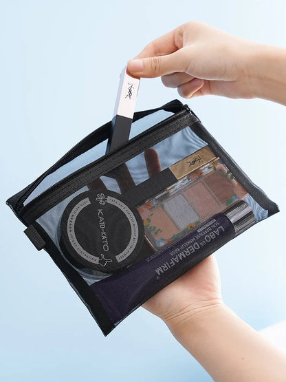 1/3pcs Mesh Clear Cosmetic Bags Small Large Black Makeup Bag Portable Travel Toiletry Organizer Case Lipstick Storage Pouch.