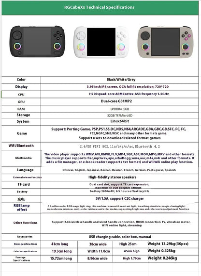 ANBERNIC RG Cube XX Handheld Game Console 3.95 Inch HDMI TV Connect WiFi Pairing Birthday Gift.