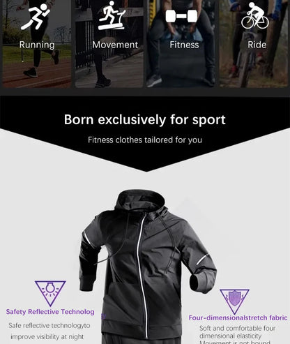 Fashion Breathable Running Sports Suit Men's Fitness Clothes All-Seasons Professional Morning Running Clothes Quick Dry Training.