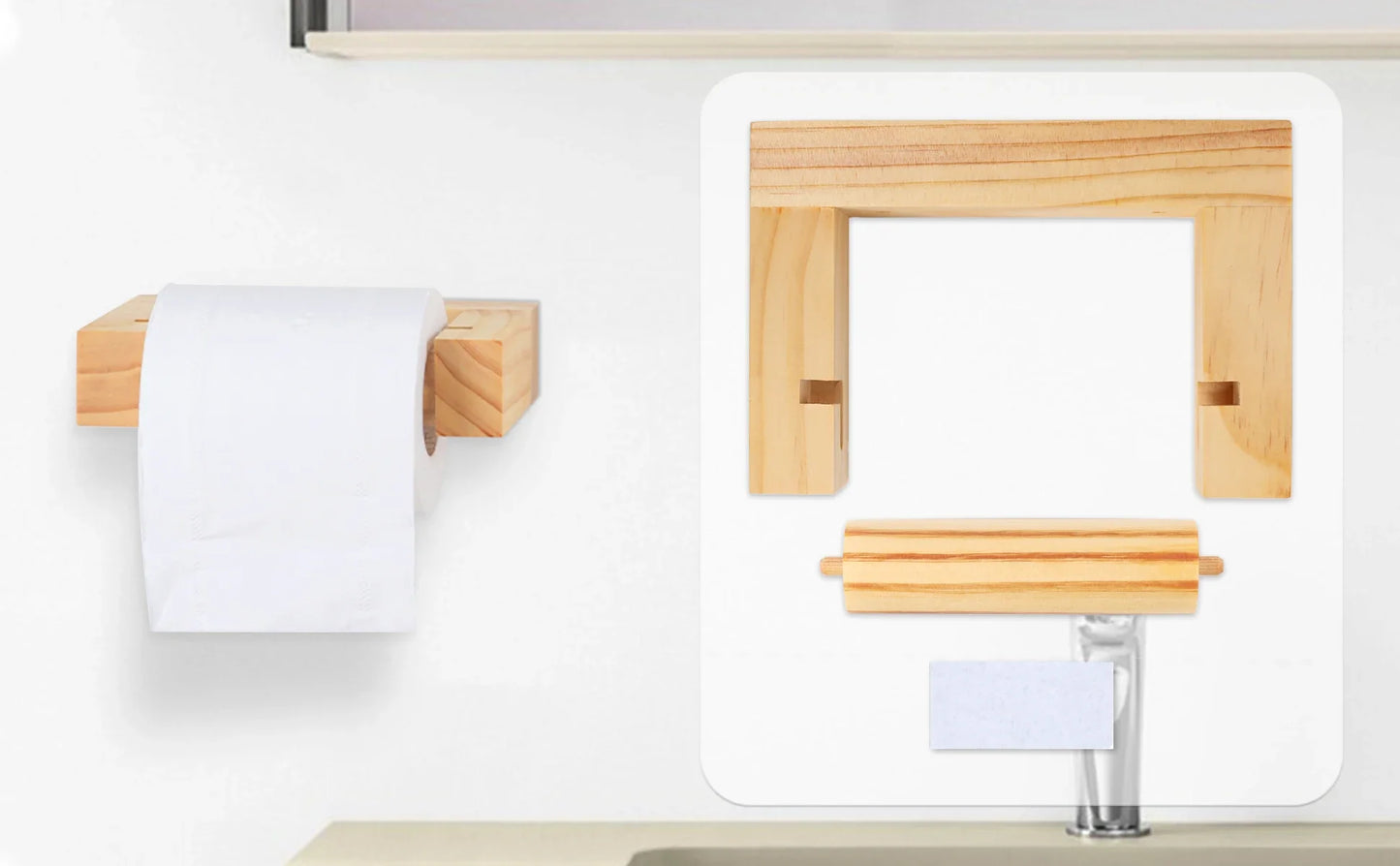 Nagel freier quadratischer Toiletten papier halter aus Holz Bad zubehör Hardware Papier handtuch halter Küchen rolle Papier halter