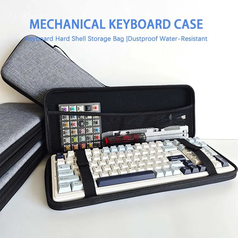 Dustproof Water-Resistant Mechanical Keyboard Case Storage Bag - EVA Hard Shell Fits 61/68/75%/TKL/98%/Full-Size Keyboards.