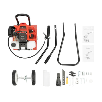 52CC 1700W Benzin-Gartenfräse  Kabelloser, luftgekühlter 2-Takt-Grubber, rotierend, zum Laufen, Lösen, 12 Zoll/30 cm breit, 12 cm dp